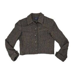 Vtg 80s 100% Wool Country Tweed Cropped‎ Jacket Equestrian Jacket Breeches 8